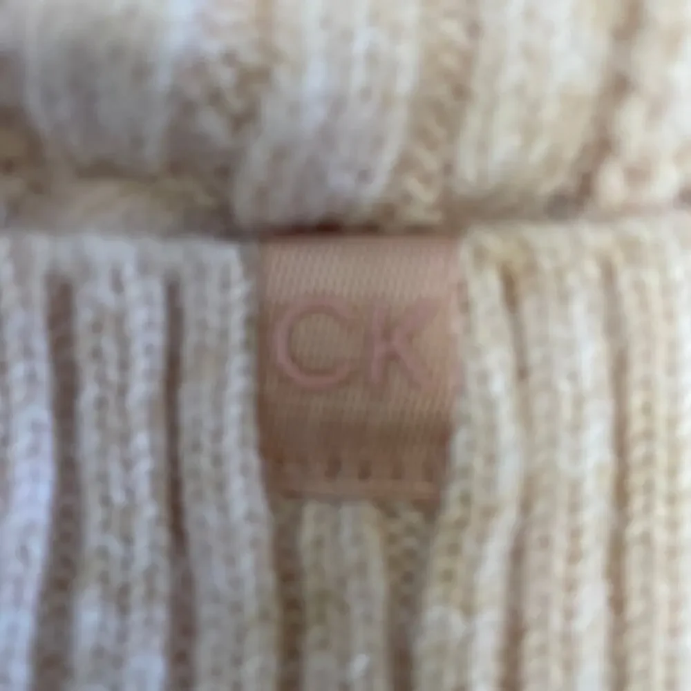 Calvin Klein Faux Fur Pom Pom Cable Knit Lined Beanie